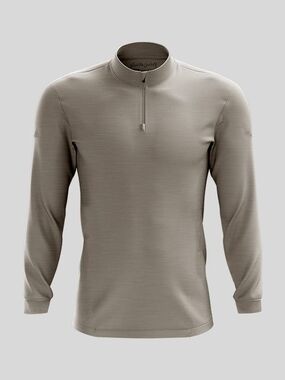 Men's Greater Half Zip-Neck Long Sleeve Performance Top - Taupe